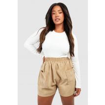 Grande Taille - Short Cargo Effet Tissé - Beige - 44, Beige