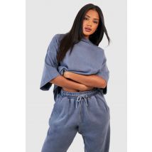 T-Shirt Oversize Délavé À Manches Courtes - Bleu Jean - M, Bleu Jean
