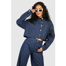 Veste En Jean Oversize À Rayures - Bleu Foncè - 40, Bleu Foncè