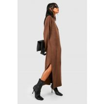 Robe Mi-Longue À Col Roulé - Marron - M, Marron