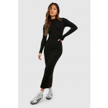 Robe Longue Boutonnée En Coton - Noir - 44, Noir