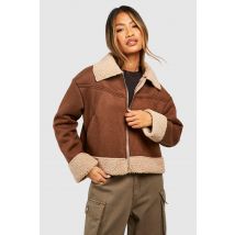 Blouson Aviateur En Synthétique - Marron - 42, Marron