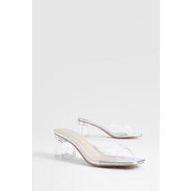 Mules À Talon Carré - Gris - Argent - 37, Gris - Argent