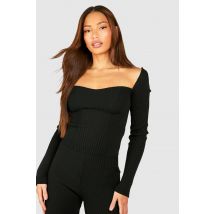 "Tall" - Top Côtelé - Noir - S, Noir