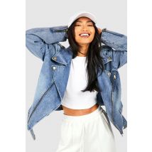 Veste Biker En Jean - Bleu - 38, Bleu