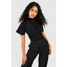 Blouse En Jersey À Col Bénitier Et Épaules Drapées - Noir - 40, Noir