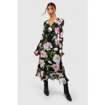 Robe Babydoll À Imprimé Fleuri - Noir - 36, Noir