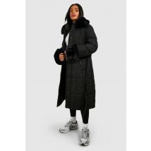 Parka À Ceinture En Synthétique - Noir - L, Noir