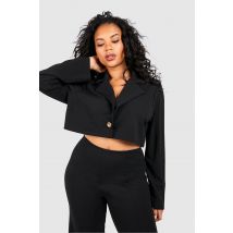 Grande Taille - Blazer Court En Tissu Crêpe - Noir - 50, Noir