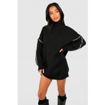 "Petite" - Robe Pull À Coutures Contrastantes - Noir - S, Noir