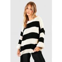 Pull Oversize Rayé - Noir - S/M, Noir