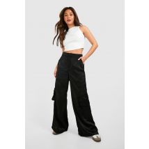 Pantalon Cargo Large Satiné - Noir - 40, Noir