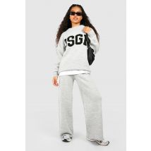 "Petite" - Pantalon Large En Maille - Gris - L, Gris