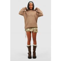 Sweat À Capuche Oversize À Coutures Apparentes - Marron Taupe - L, Marron Taupe