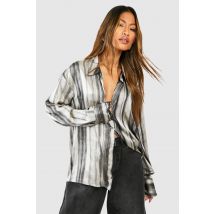 Chemise Satinée À Rayures - Gris - 36, Gris
