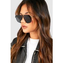 Lunettes De Soleil Aviateur Carrées - Noir - One Size, Noir