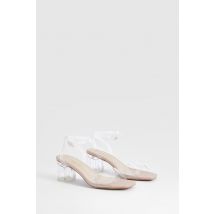 Chaussures À Talon Carré Et Bride À La Cheville - Pointure Large - Nude - 39, Nude