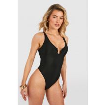 Maillot De Bain À Empiècement En U - Noir - 34, Noir