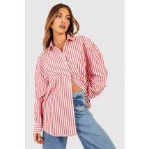Chemise Oversize Rayée - Rouge - 36, Rouge