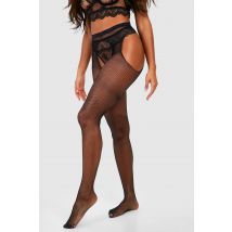 Collants Résille Avec Porte-Jarretelles - Noir - One Size, Noir