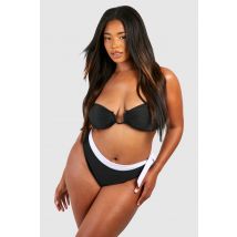 Grande Taille - Bikini Taille Haute - Noir - 48, Noir