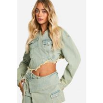 Veste Courte Nouée En Jean - Rouge Vin - 34, Rouge Vin