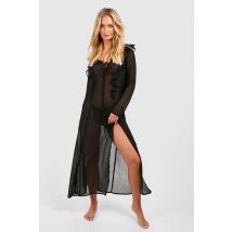 Robe De Plage Longue À Volants - Noir - M, Noir