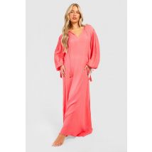 Robe Longue De Plage À Pompons - Orange Corail - M, Orange Corail