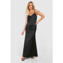 Robe Nuisette Satinée À Bretelles - Noir - 42, Noir