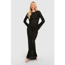 "Tall" - Robe Pull En Crochet À Manches Évasées - Noir - 42, Noir