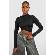 Crop Top Drapé - Noir - 36, Noir