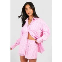 "Petite" - Chemise De Plage Rayée - Rose - 34, Rose