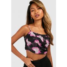 Corset Fleuri Drapé - Noir - 34, Noir