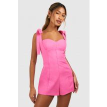 Combishort À Bretelles Nouées - Rose - 36, Rose