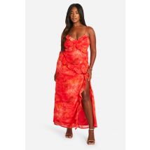 Grande Taille - Robe Longue À Volants - Rouge - 52, Rouge