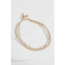Lot De 2 Bracelets Perlés - Jaune Or - One Size, Jaune Or