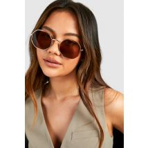 Lunettes De Soleil Hexagonales Mé"Tall"isées - Jaune Or - One Size, Jaune Or