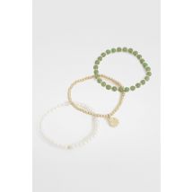 Lot De Bracelets En Perle - Jaune Or - One Size, Jaune Or