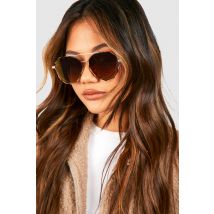 Lunettes De Soleil Rondes - Jaune Or - One Size, Jaune Or