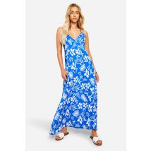 Robe Longue À Col V - Bleu - 36, Bleu