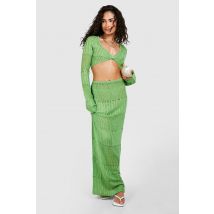 "Petite" - Top Torsadé En Maille - Vert - L, Vert