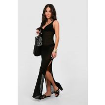 "Petite" - Robe De Plage Longue En Maille - Noir - L, Noir