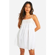 Robe Babydoll À Perles - Blanc - 40, Blanc