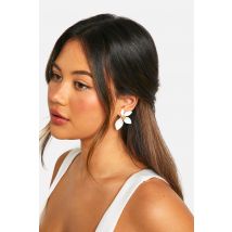 Boucles D'Oreilles Fleuries - Blanc - One Size, Blanc