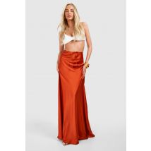 "Tall" - Jupe Longue Satinée - Orange Terracotta - 40, Orange Terracotta