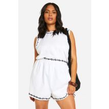 Grande Taille - Combishort À Broderie - Blanc - 46, Blanc