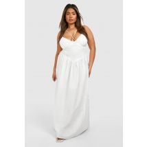 Grande Taille - Robe Longue À Bretelles En Coton - Blanc - 46, Blanc