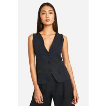 Blazer Long Slim Sans Manches - Noir - 38, Noir