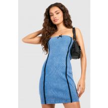 Robe Courte Délavée En Jersey - Bleu Jean - 40, Bleu Jean