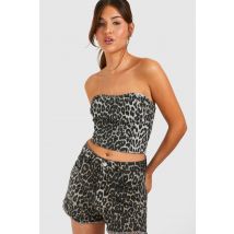 Bandeau Long En Jean À Imprimé Léopard - Marron - 44, Marron